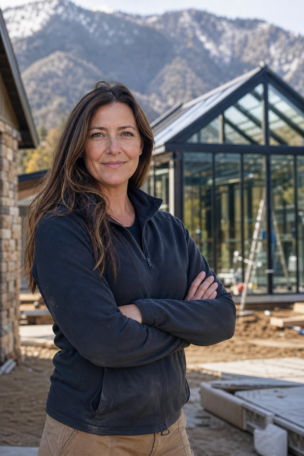Melissa Ortiz, founder of Atrium Glassworks, on a job site